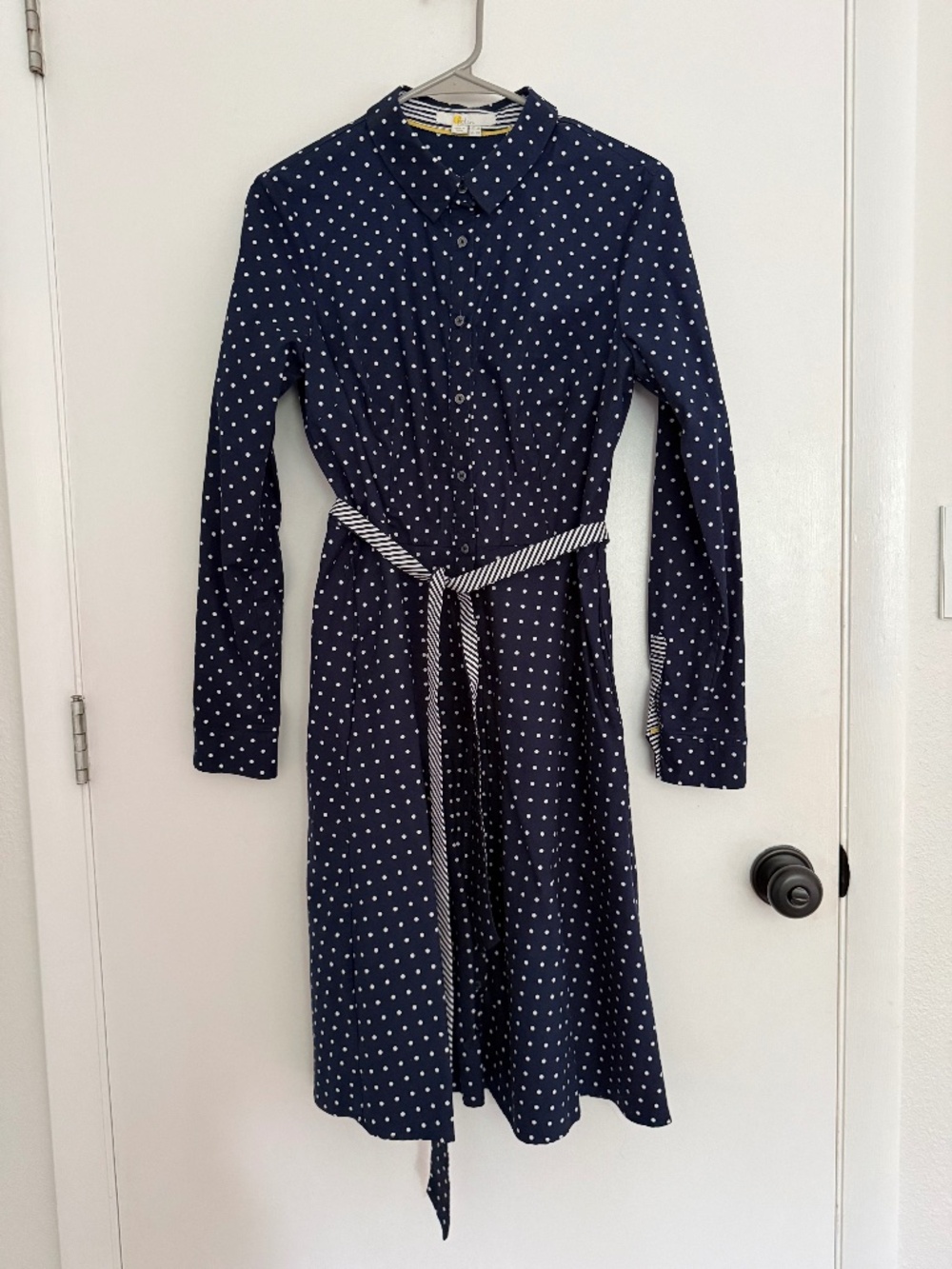 Boden belted polka dot dress size 8